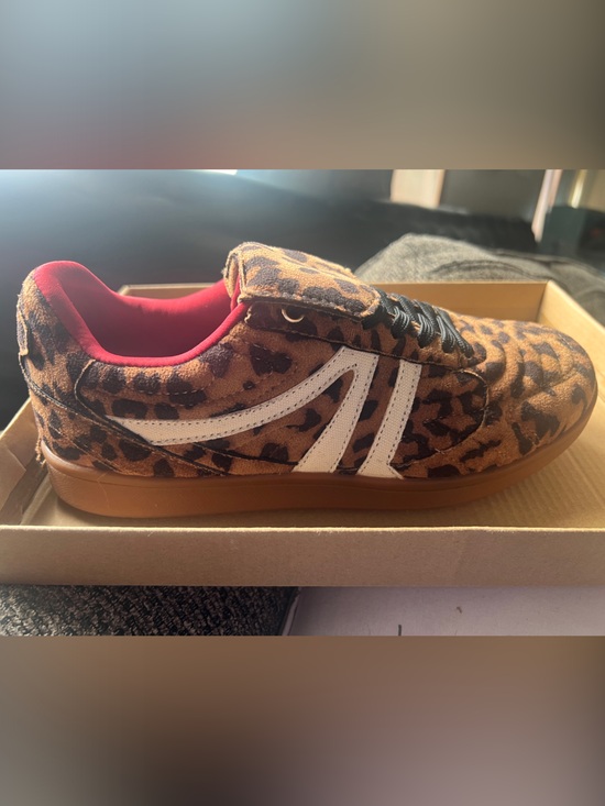 Steve Madden Shoes - Steve Madden Leopard Print Sneakers with White Stripes and Red Lining